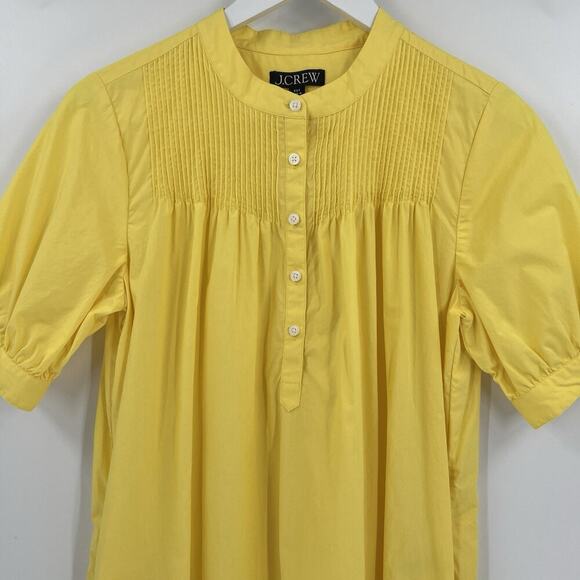 J. Crew Short Sleeve Mini Shirt Dress 100% Cotton Poplin Button Yellow Size XST‎ - Picture 5 of 12